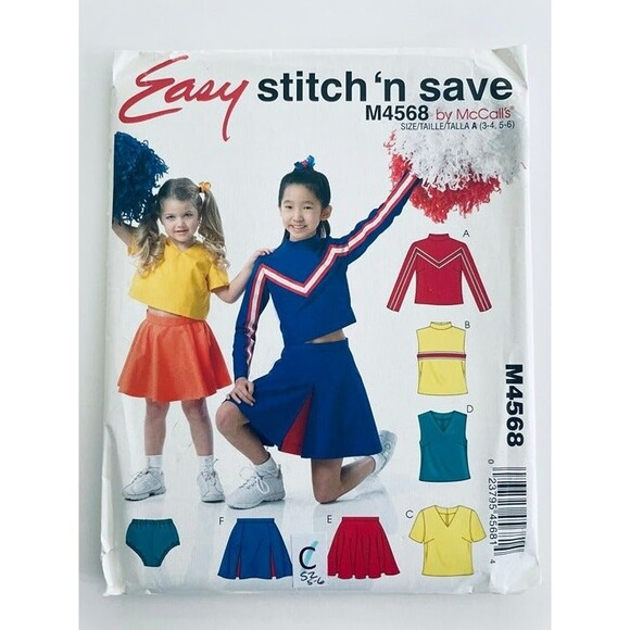 Stitch 'n Save 4568 Girls Cheerleader Costume Pattern Sz 3-6 Halloween Costume - Picture 1 of 2